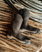 Mens Flatland Pull-On Waterproof Work Boot Carbon Toe Dark BrownBlack
