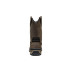 Mens Flatland Pull-On Waterproof Work Boot Carbon Toe Dark BrownBlack