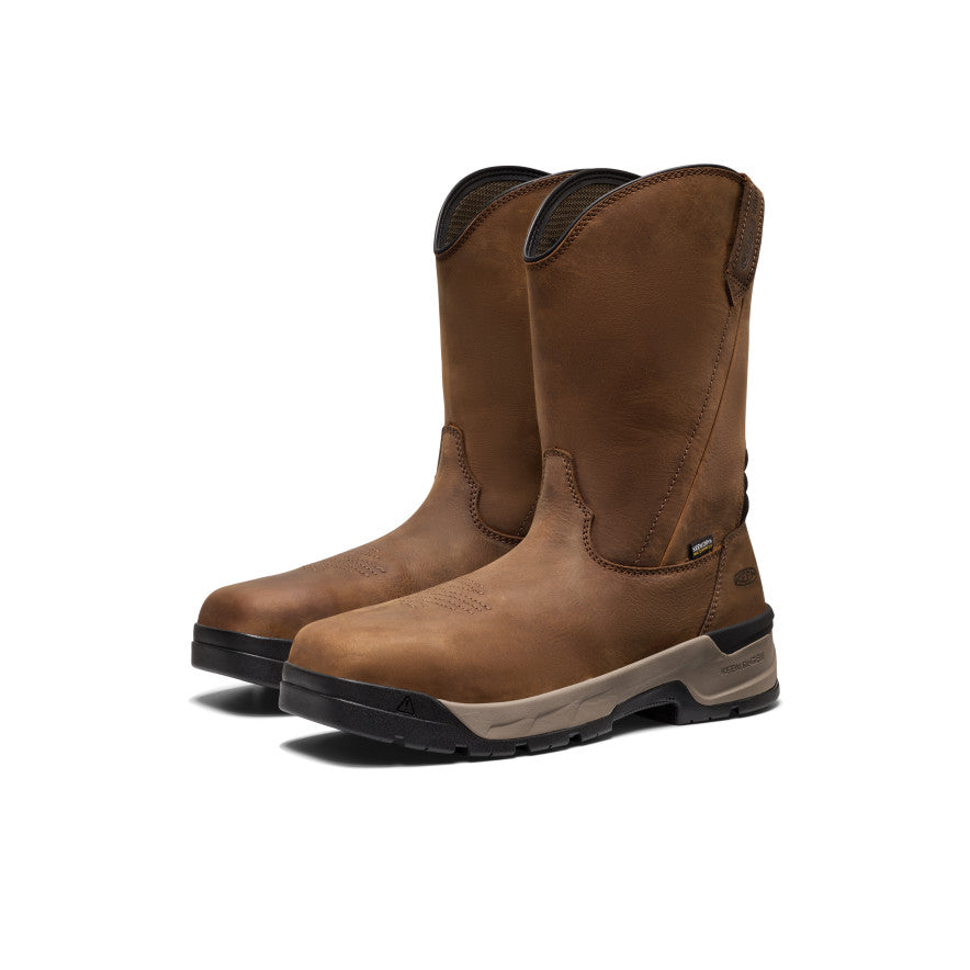 Mens Flatland Pull-On Waterproof Work Boot Carbon Toe BisonBlack