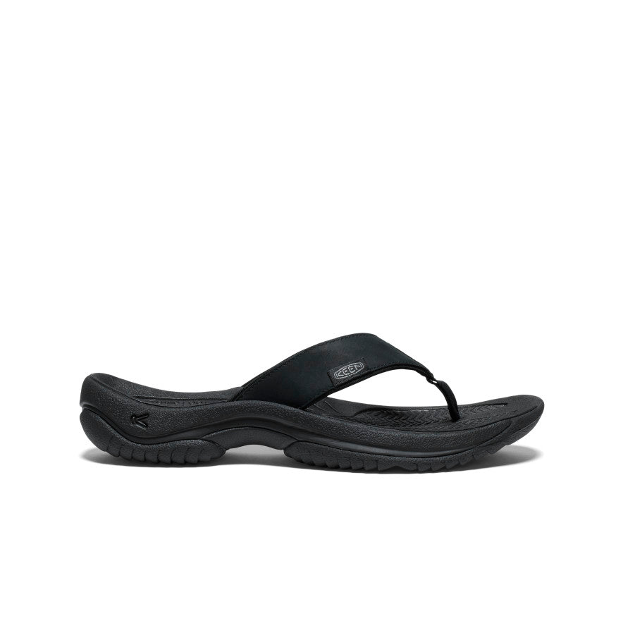 Mens Kona Leather Flip-Flop BlackSteel Grey