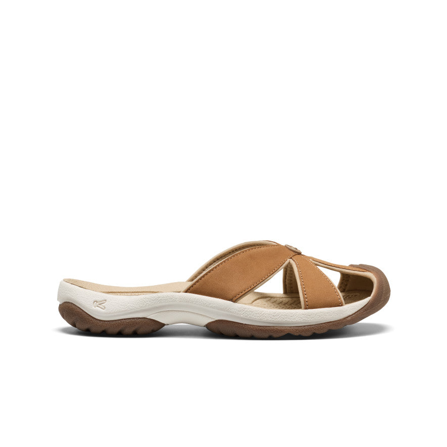 Womens Bali Leather Slide Sandal ChipmunkBirch