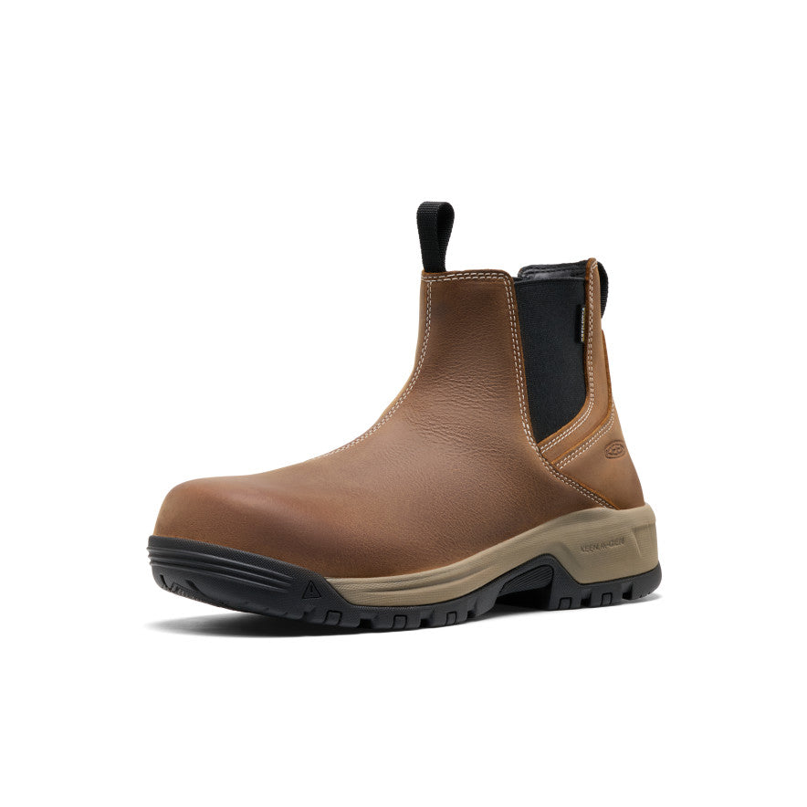 Mens Evanston Chelsea Waterproof Work Boot Carbon Toe BisonBlack