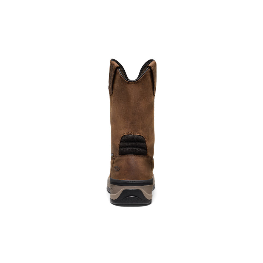Mens Flatland Pull-On Waterproof Work Boot Carbon Toe BisonBlack