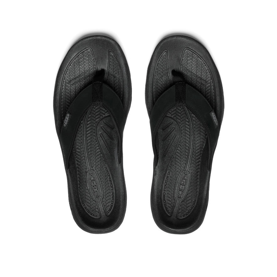 Mens Kona Leather Flip-Flop BlackSteel Grey